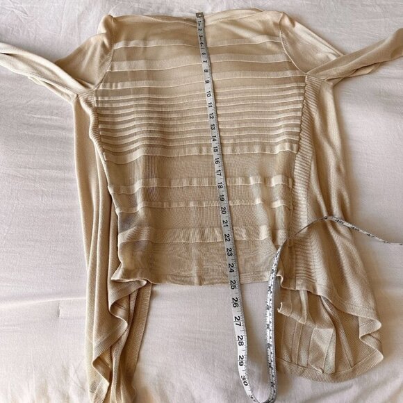 Les Collections Mat Womens Lightweight Open Knit Cardigan Size Medium Beige New - Picture 11 of 11